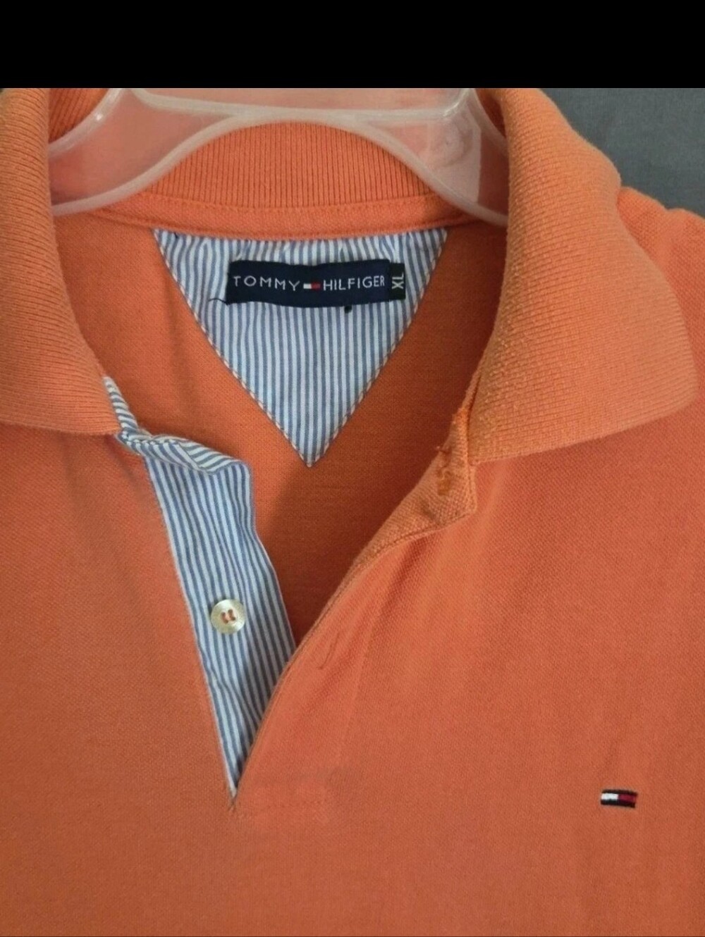 Tommy Hilfiger Pique Polo Shirt Mens XL Orange Coral Short Sleeve Y2K - Picture 2 of 8